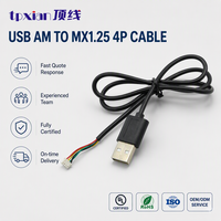 Cable de datos y carga personalizado USB 2.0 A macho a Molex 51021-0400 con conector PicoBlade de 4 pines y paso de 1.25mm