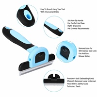 Brosse démêlante pour animaux de compagnie, peigne anti-poils pour chats et chiens, lame remplaçable, outil de toilettage pour l'élimination des poils lâches, matériau ABS, bleu/rose