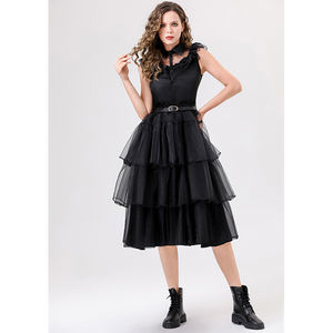 Disfraz familiar Vestido de gasa negro Estilo de Halloween Disfraz de espectáculo de bruja Vestido de vampiro para mujer - Product Image 2