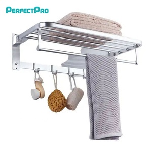 Bán Hot nhôm treo tường khăn kệ với quần áo <span class=keywords><strong>Hooks</strong></span> đối với vòi hoa sen, nhà vệ sinh - Product Image 1