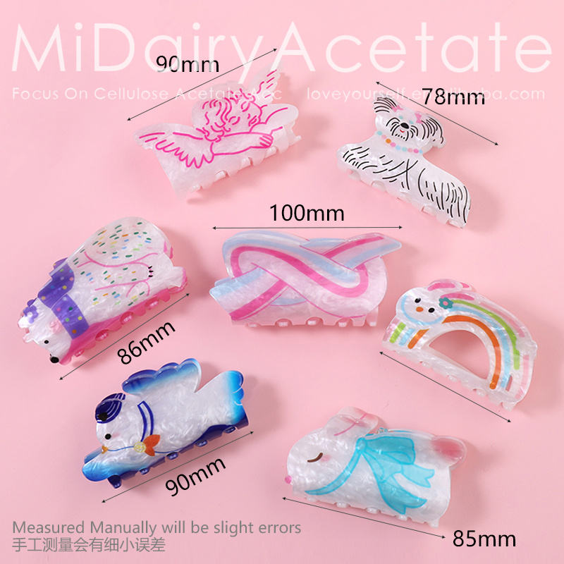 Midairy OEM ODM Vivid and Cute Spliced Polar Bear Wearing Scarf Hair Claw Clips for Girls Kids Hair Accessories 86x40mm 4083