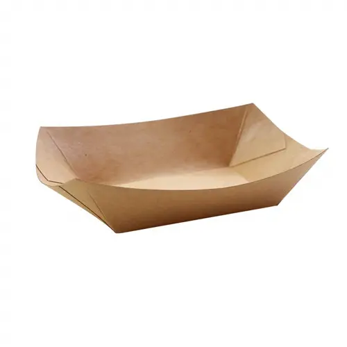 Disposable Kraft Brown Paper Tacos Trays Fast Food Paperboard Boats