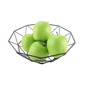 Hot sale kitchen storage display countertop vegetables chrome wrought iron wire mesh metal fruit basket