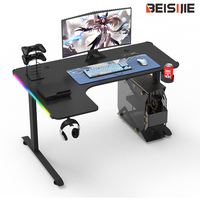 Nouveau design Bureau de jeu en forme de L Ordinateur de coin Bureau de jeu de table noir pour ordinateur portable