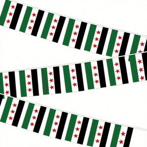 Hot Sale Wholesale 14X21CM Syria String <b>Flag</b> Polyester Material Digital Rapid Printing Suitable for Festival Celebration - Product Image 1