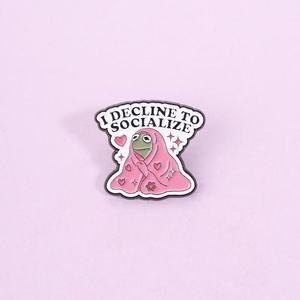 Broches <span class=keywords><strong>de</strong></span> metal esmaltados al por mayor, <span class=keywords><strong>serie</strong></span> creativa y peculiar Anti-Social, estilo caricatura, rana solitaria, accesorios <span class=keywords><strong>de</strong></span> metal, insignias. - Product Image 2