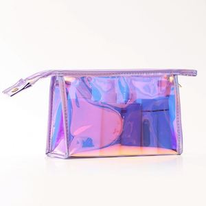 Bolsa de Maquillaje Transparente de PVC con Láser Holográfico, Bolsa de Cosméticos Impermeable con Cierre, Organizador de Artículos de Aseo para Mujer, Almacenamiento de Botellas de Productos para el Cuidado de la Piel - Product Image 3