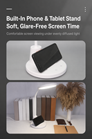 Lámpara de Escritorio LED Moderna con Soporte Flexible para Teléfono, Luz de Mesa de 10W para Oficina en Casa