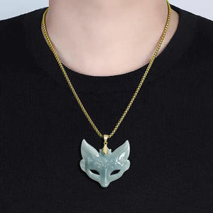 หยกธรรมชาติจิ้งจอกเก้าหางหยกน้ำเงินจี้เงิน S925 ฝังเงิน UNISEX เครื่องประดับสร้อยคอการออกแบบดั้งเดิม D1036/D1072 - Product Image 4