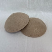 Kippah de Lino Natural Liso al por Mayor, 4 Paneles, Transpirable, Beige Marfil, Kippot Judío, Yarmulke, Kippa, Sombrero Judaico