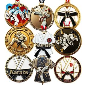 Medallas de Taekwondo y Karate 3D en Oro, Plata y Bronce con Cinta y Cordón, Medallas Deportivas Personalizadas - Product Image 1
