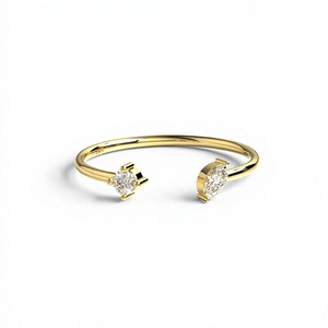 Luxury 18K Gold PlatedOpen Cuff Diamond <b>Ring</b> Toi Et Moi Marquise Round Split Band Minimalist <b>Stacking</b> <b>Ring</b> Fine Jewelry - Product Image 1