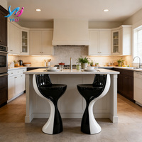 Tabouret de bar moderne en fibre de verre noir et blanc, écologique et durable, pour cuisine, îlot, salle de bain, salle à manger