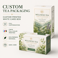 Boîte en carton blanc écologique 350 g/m² pour emballage de thé de qualité supérieure, thé bien-être, boîte intérieure personnalisée avec impression lithographique