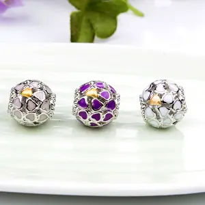 Heart Clover Diamond Metal Beads For Bracelet Making Kit Jewelry Space Beads for Crafts