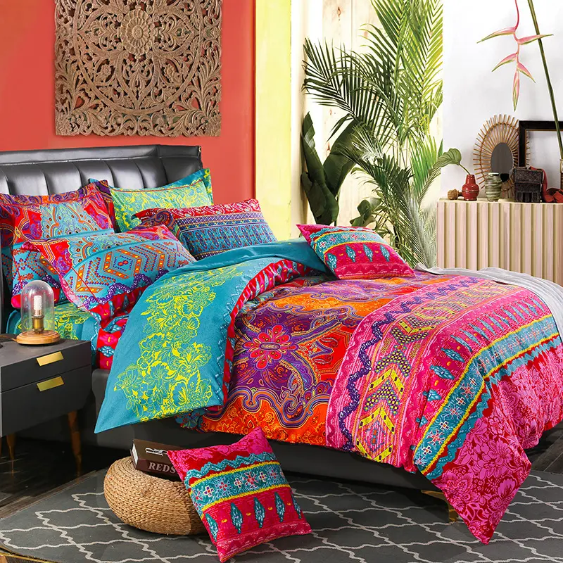 Amazon Hot Sale Duvet Bedding Sets Digital Printed Duvet Cover Set Floral Bohemian Duvet Covers