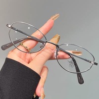 Monture de lunettes optiques vintage ovale en métal unisexe, or rose, monture intégrale, UV400, anti-lumière bleue, durable, pour verres correcteurs