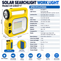 Projecteur solaire rechargeable 2400 mAh, type C, lampe de travail latérale, lumière d'avertissement d'urgence, vente en gros OEM