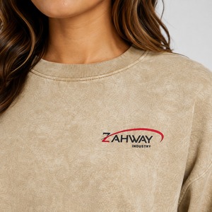 Sudadera de mujer más vendida con lavado ácido, algodón, forro polar, puños acanalados, hombros caídos, estilo urbano, moda. - Product Image 6