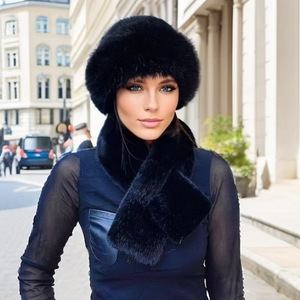 Winter Scarf Mongolian Plush <b>Hat</b> Women's Thickened Warm Fashion Face Small Mink Hair Windproof Suit Jacquard Button - Product Image 2