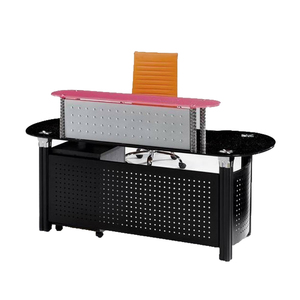 Bán Buôn Đồ Nội Thất Văn Phòng Hiện Đại Phật Sơn Bàn Phía Trước Bàn Tiếp Tân Salon Bằng Kính Màu Đen - Product Image 1