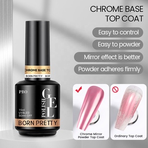 BORN PRETTY PRO 15ml 슈퍼 샤인 네일 파우더 탑 코트 젤 광택제 무독성투명 매지컬 크롬 베이스 탑 코트