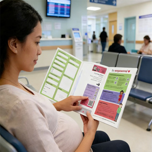 Dossier médical en carton durable imprimé offset avec fermeture à clip, personnalisé pour les documents prénatals des <span class=keywords><strong>femmes</strong></span> enceintes - Product Image 4