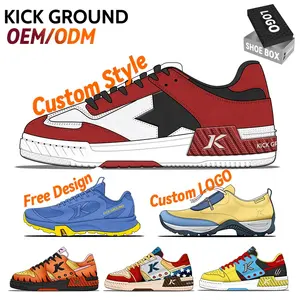 Tênis esportivo de corrida com logotipo personalizado Kick Ground, calçado casual masculino com estilo de caminhada, com desenho grátis