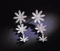 LT-1182 925 Sterling Silber Frische Elegante Lange Blume-Verkrustete Zirkon Ohr stecker Koreanische Version Einfacher Damen schmuck