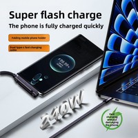 Adaptor Braket Ponsel Tipe-C 240W Pengisian Cepat Kabel Silikon Dual-C untuk iPhone & Tablet untuk Penggunaan saat Bepergian
