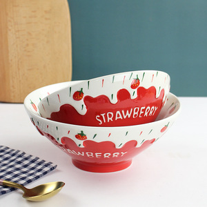 Free shipping Japanese-style <b>straw</b> <b>hat</b> rice bowl, cute ceramic bowl, household soup noodle bowl, underglaze ceramic, high - Product Image 1