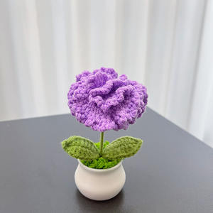 Moderne personnalisé créatif fête des mères mignon cadeau fait à la main oeillet crochet fleur dans un pot - Product Image 3