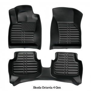 Luxury Diamond 5D PU Leather Eco-friendly <strong>Car</strong> <strong>Mats</strong> for <strong>Skoda</strong> <strong>Octavia</strong> Mk3 2013-2020 Non Slip Sound Deadening Full Set - Product Image 4