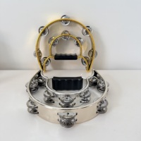 Gold Color Halfmoon Musical Percussion Double Row Dance Party Church Favor Plastic Handheld Drum Toys for Kids Adults Tambourine