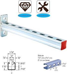 HENENG 4 Pack 16" Heavy Duty Steel Support Channels, Slotted Metal Brackets for Frame Displays, <b>Pipe</b> <b>Stands</b> & DIY Structures - Product Image 3