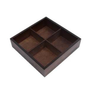 Wooden Divided <b>Storage</b> <b>Tray</b> 4 Compartments Square Snack Plate For Dried Fruit And Candy Organization - Product Image 2