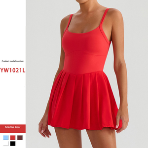 XW-YW1021L nouveau style court bretelles sans manches respirant jupes de <span class=keywords><strong>tennis</strong></span> vêtements de sport pour femmes de haute qualité pour la salle de sport - Product Image 3