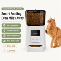 Distributeur automatique de nourriture pour animaux de compagnie en plastique moderne, intelligent, avec WiFi, réservoir visible de 6 L, enregistreur vocal pour chat et chien, avec prise UK/EU/US