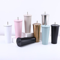 Vaso Térmico de Acero Inoxidable de Doble Pared Color Rosa, Taza de Café Aislada con Tapa para Oficina y Viajes