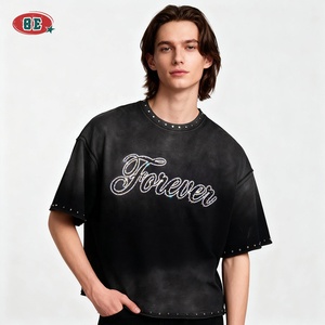 T-shirt di <span class=keywords><strong>Design</strong></span> OEM/ODM con Vestibilità Ampia, Logo Personalizzato con Strass, T-shirt Stampate Streetwear, T-shirt in Cotone con Spalle Cadenti di Alta Qualità - Product Image 3