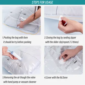 Space Compression Bag For Bedding Clothes Quilts 8 Pack Vacuum Storage Bag Set With Pump