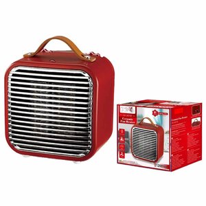 * Presa * Mini termoventilatore in ceramica con potenza regolabile 600W 1200W con protezione da surriscaldamento quadrato rosso - Product Image 1