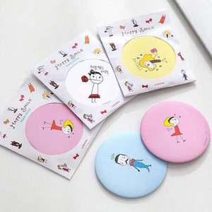<b>Compact</b> <b>Mirror</b> Round Pocket Metal Mini Makeup <b>Mirror</b> With Cartoon Design For Travel And Daily Use - Product Image 4