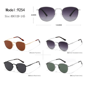 Gafas de Sol Unisex Ovaladas con Montura Metálica Completa, Lentes Grises Degradados, 100% Protección UV, para Exteriores, Adultos - Product Image 3