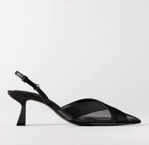 Sandalias de Tacón Alto con Punta en Pico Estilo Francés, Elegantes, Cruzadas, de Malla, con Correa de Hebilla para Mujer - Product Image 4