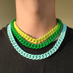 Vente en gros de peinture décorative en acier inoxydable Collier <span class=keywords><strong>Cuba</strong></span> Collier hip hop de luxe en acier titane - Product Image 2