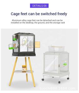 <span class=keywords><strong>Cage</strong></span> à oiseaux en acrylique avec base en alliage d'aluminium <span class=keywords><strong>Cage</strong></span> à perroquets de luxe avec maison en métal Emballage en boîte - Product Image 6