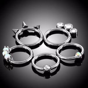 Acero inoxidable Daith Septum Helix Tragus Orelha cartílago cautivo aro Labret joyería gema Clicker nariz Piercings oreja aro anillos - Product Image 5