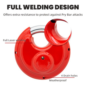Candado de Disco Rojo con Llave Igualada de 2-3/4\" (70 mm) para Gestión de Almacenamiento, Camiones, Remolques, Almacenes, Furgonetas - Product Image 4