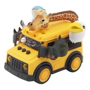 ジンイン 新しい面白い動物スクールバス 摩擦慣性玩具車 摩擦動力車両 音と光付き - Product Image 2